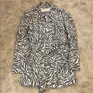 Guess Black and White Zebra Trench Coat